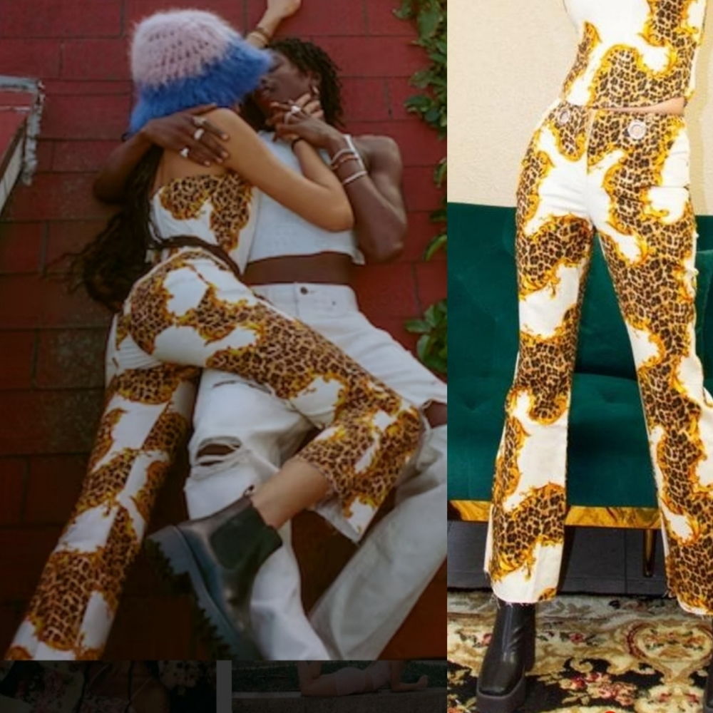 Miaou SET corset+ pants white regal chain animal print E